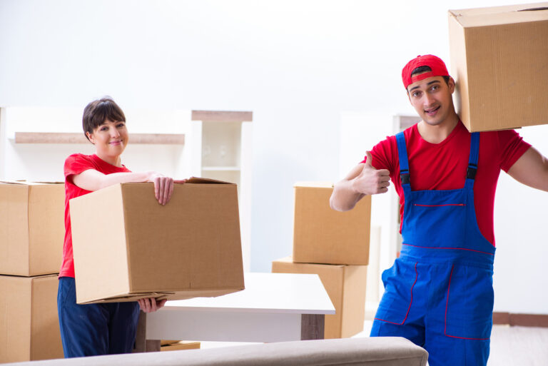 Professional movers doing home relocation