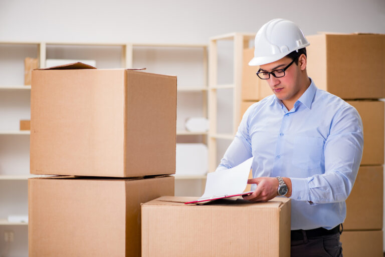 Man working in box delivery relocation service